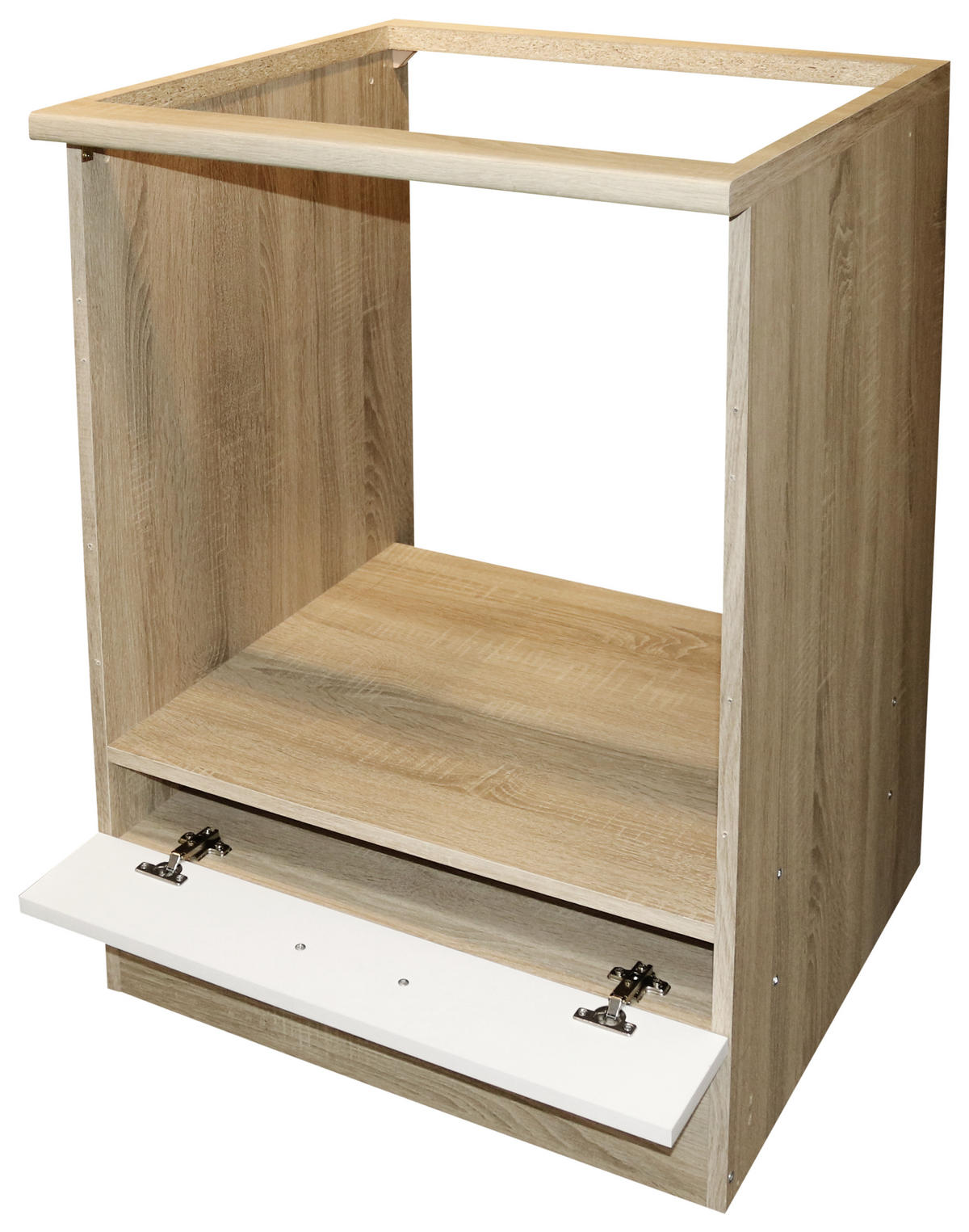 HERDUMBAUSCHRANK 60/90/60 cm  in Weiß, Sonoma Eiche  - Silberfarben/Weiß, Basics, Holzwerkstoff/Kunststoff (60/90/60cm) - MID.YOU