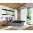 BOXBETT 120/200 cm,  in Hellgrau, gepolstertes Kopfteil, Bettkasten, Topper, H3 = fest  - Hellgrau/Schwarz, Design, Holzwerkstoff/Kunststoff (120/200cm) - Xora