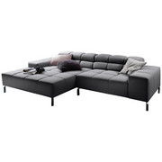 WOHNLANDSCHAFT in Textil Grau - Chromfarben/Grau, Design, Textil/Metall (178/280cm) - Pure Home Lifestyle