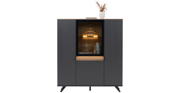 HIGHBOARD in 130,5/134,6/42 cm - Eichefarben/Anthrazit, Design, Glas/Holz (130,5/134,6/42cm) - Dieter Knoll