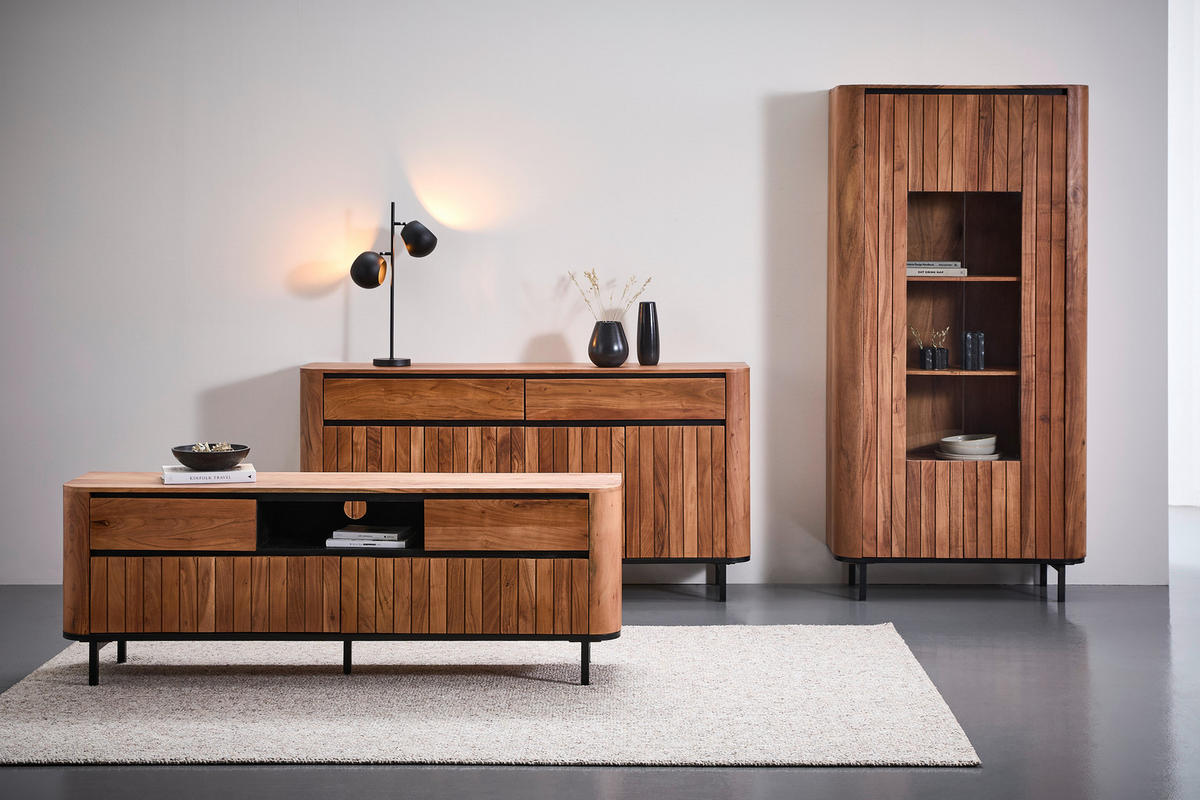 SIDEBOARD Nara  in 180/90/42 cm  - Schwarz/Naturfarben, KONVENTIONELL, Holz/Metall (180/90/42cm) - Livetastic