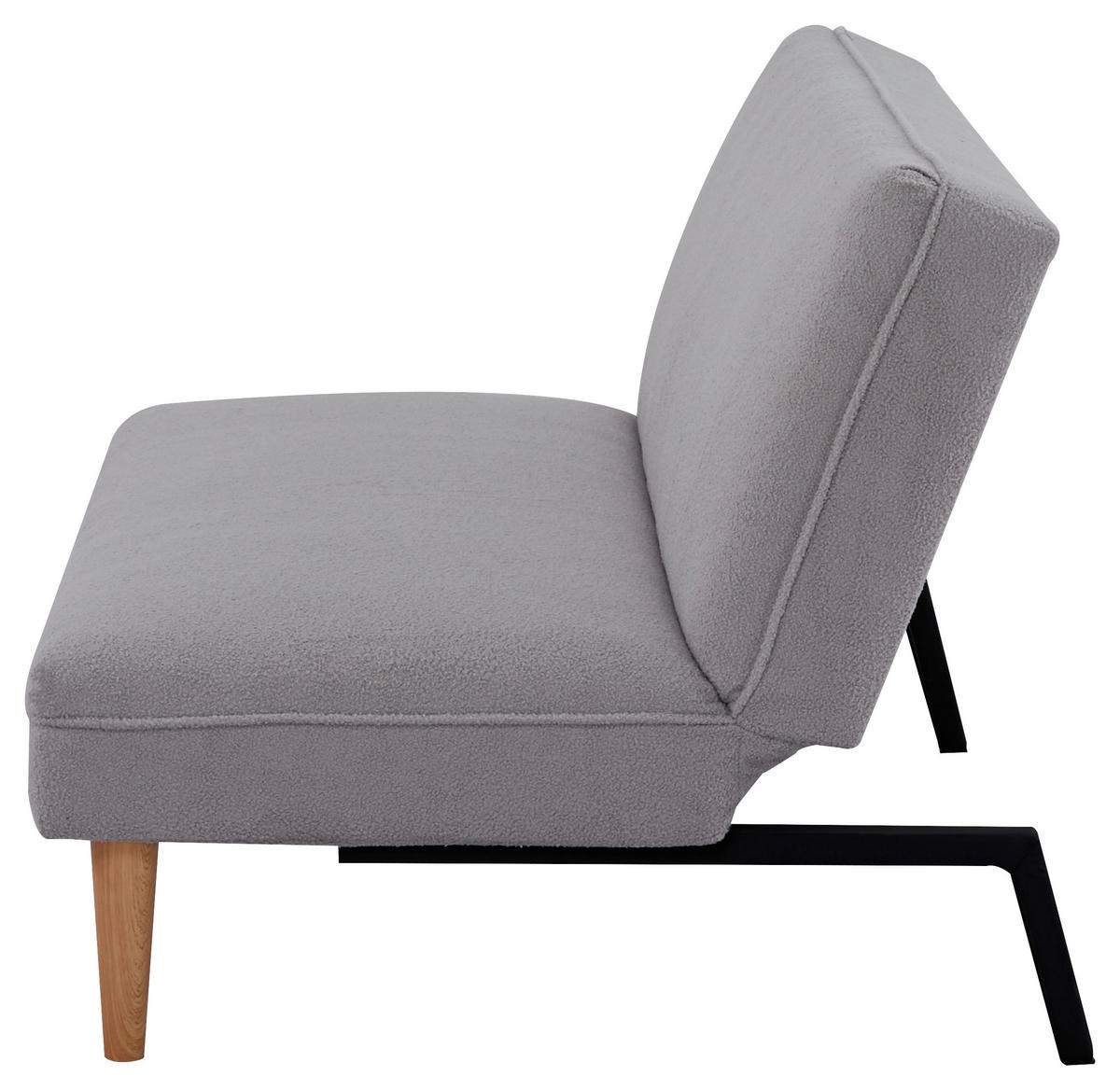 SCHLAFSOFA in Bouclé Grau  - Schwarz/Naturfarben, Modern, Holz/Kunststoff (183/77/87cm) - P & B