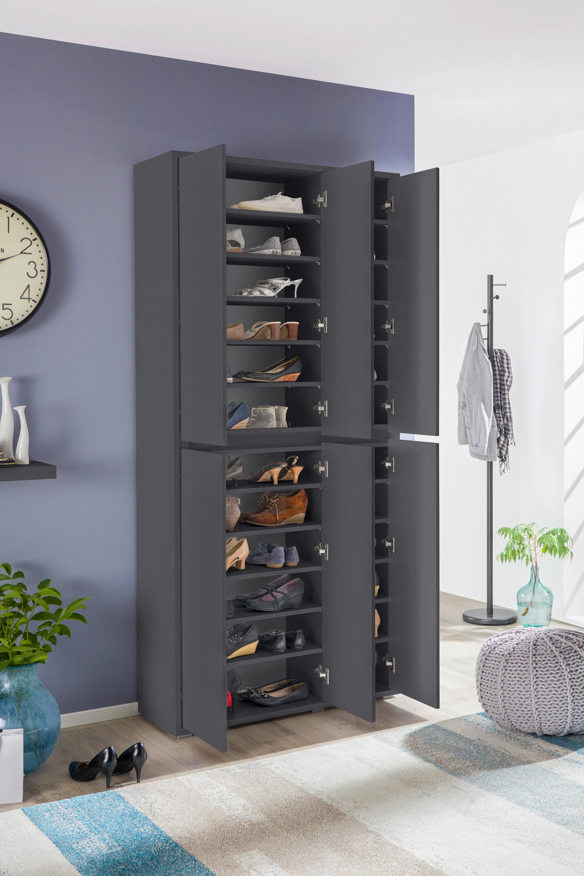 SCHUHSCHRANK Anthrazit  - Anthrazit, KONVENTIONELL, Holzwerkstoff/Kunststoff (100/210/34cm) - Xora