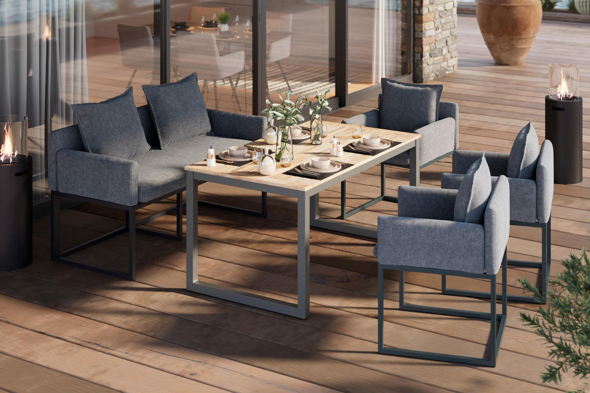 GARTENBANK 136/85/62 cm  in Grau  - Grau, MODERN, Textil/Metall (136/85/62cm) - Beldano