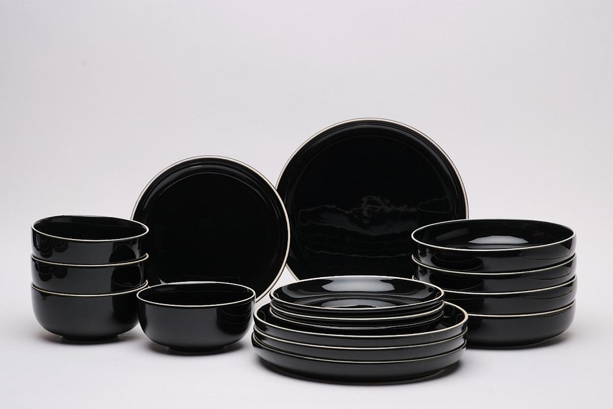 KOMBISERVICE Schwarz Bastia noro 16-teilig 4 Personen  - Schwarz, Trend, Keramik - Novel