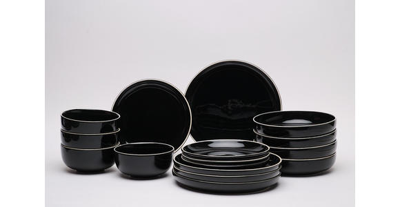 KOMBISERVICE Bastia noro 16-teilig  - Schwarz, Trend, Keramik - Novel