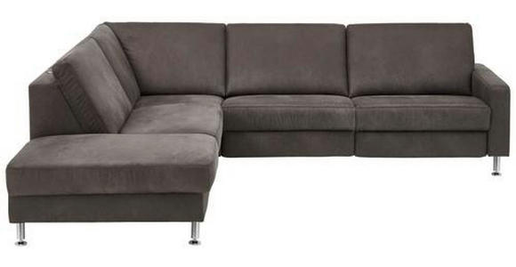 ECKSOFA in Mikrofaser Anthrazit  - Anthrazit/Alufarben, Design, Textil/Metall (242/275cm) - Dieter Knoll