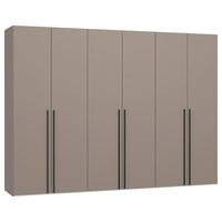 DREHTÜRENSCHRANK 303/220/59 cm,  in Hellbraun, 6-türig  - Hellbraun/Schwarz, Design, Holzwerkstoff/Metall (303/220/59cm) - Jutzler
