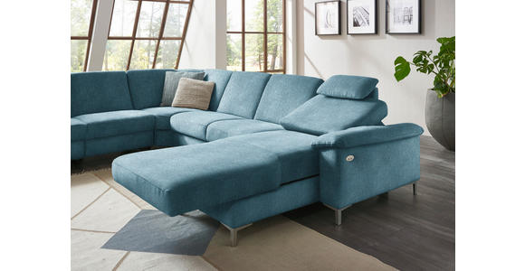 WOHNLANDSCHAFT in Chenille Blau  - Blau/Alufarben, Design, Textil/Metall (265/333/170cm) - Dieter Knoll