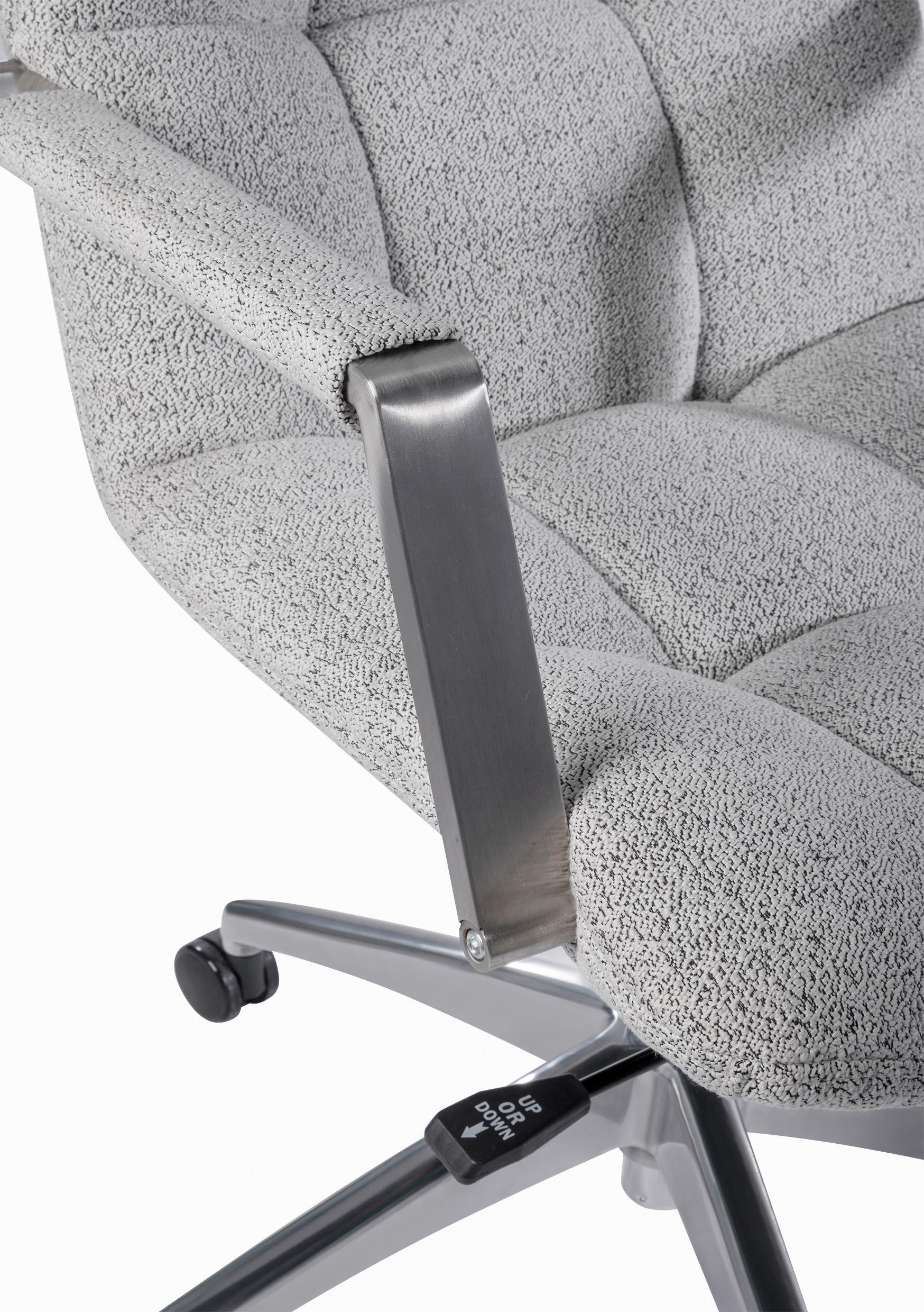 CHEFSESSEL Webstoff Greige  - Edelstahlfarben/Greige, Design, Kunststoff/Textil (66/115-125/73cm) - Novel