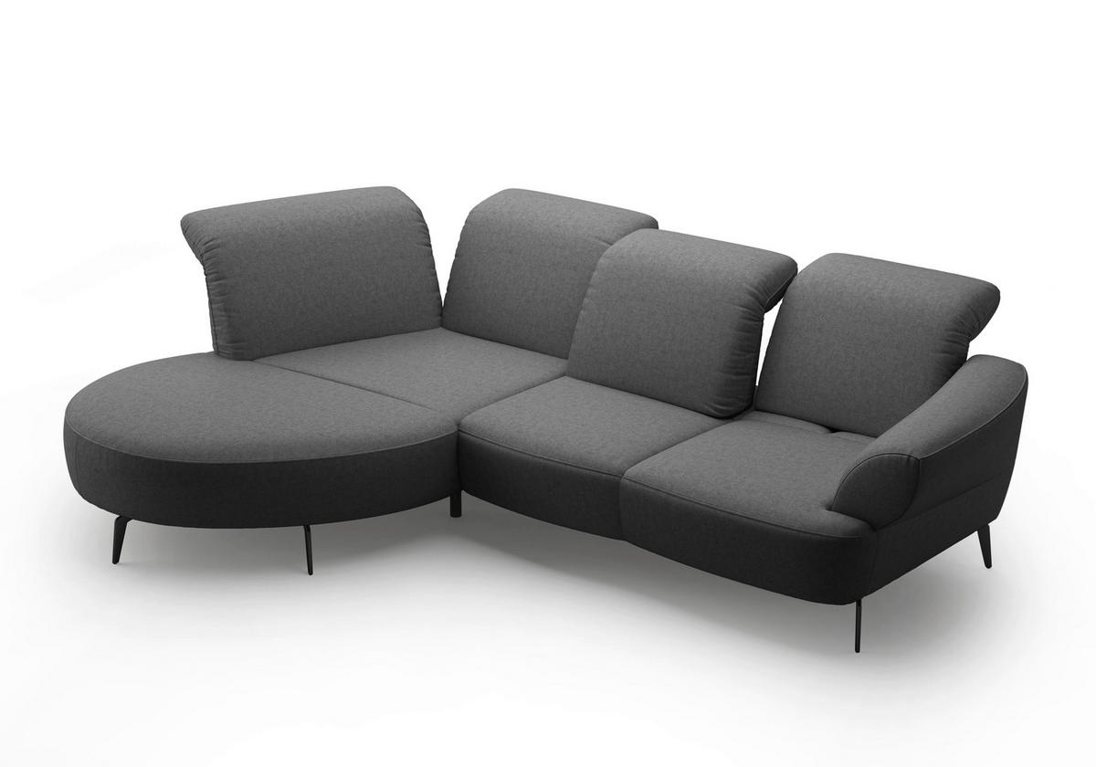 ECKSOFA DANCE E Dunkelgrau Flachgewebe  - Dunkelgrau/Schwarz, MODERN, Textil/Metall (208/313cm) - Sit & More