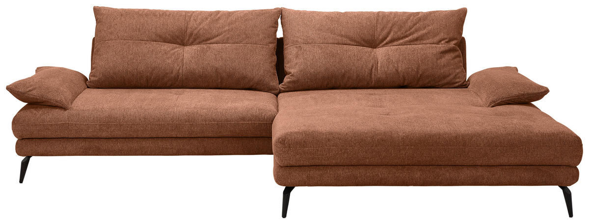 HÖRNSOFFA i flatväv rostfärgad  - svart/rostfärgad, Klassisk, metall/textil (294/176cm) - MID.YOU