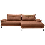 ECKSOFA in Flachgewebe Rostfarben  - Rostfarben/Schwarz, KONVENTIONELL, Textil/Metall (294/176cm) - Carryhome