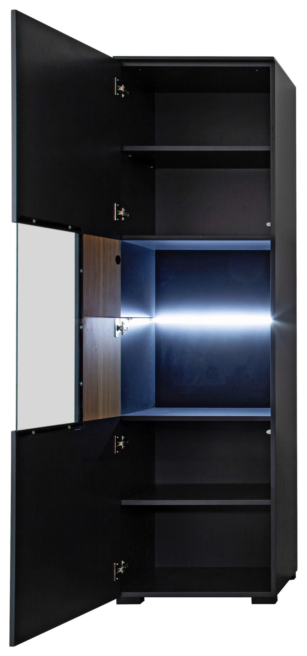 VITRINE Anthrazit, Nussbaumfarben  60/200/45 cm  - Anthrazit/Nussbaumfarben, Design, Glas/Holz (60/200/45cm) - Moderano