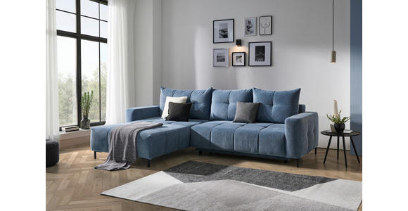 ECKSOFA  in Webstoff Blaugrau  - Blaugrau/Schwarz, KONVENTIONELL, Textil/Metall (292/192cm) - Carryhome