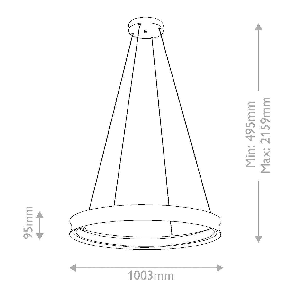 LED-HÄNGELEUCHTE Kichler 95/100,3 cm  - Champagner/Schwarz, Design, Metall (95/100,3cm) - Elstead Lighting