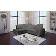 ECKSOFA Graubraun Chenille  inkl. Bettkasten, Schlaffunktion, Rücken echt, Kopfteilverstellung, Liegefläche im Originalstoff  - Chromfarben/Graubraun, KONVENTIONELL, Kunststoff/Textil (205/260cm) - Carryhome