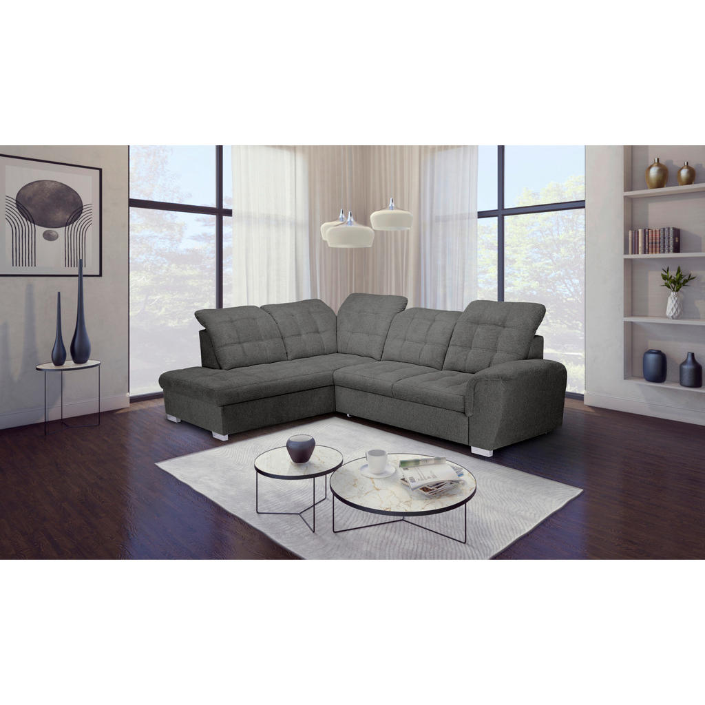 Thumbnail - Carryhome Ecksofa, Graubraun, Textil, 3-4-Sitzer, Ottomane links, L-Form, 260x205 cm, Liegefunktion, seitenverkehrt erhä...