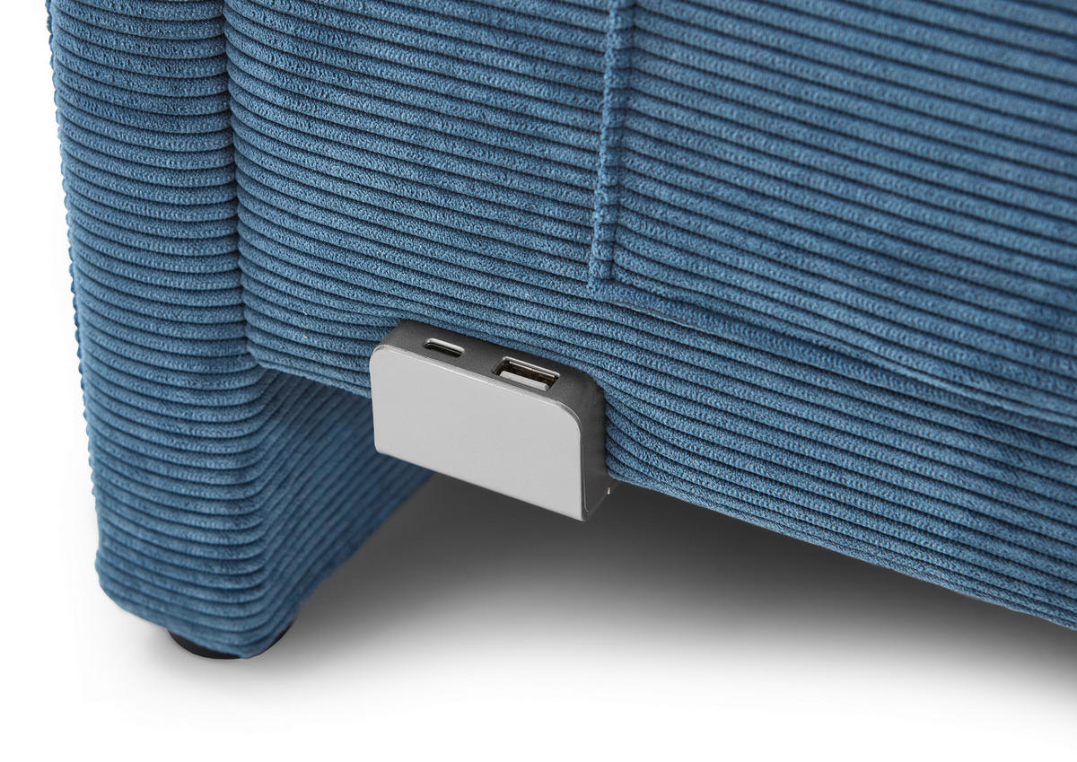 POLSTERBETT 140/200 cm  in Blau  - Blau/Eichefarben, Konventionell, Holz/Textil (140/200cm) - Stylife