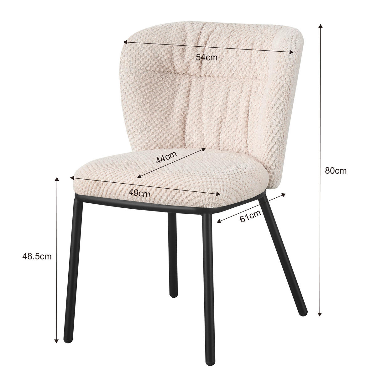 STUHL  in Eisen Webstoff Metall, Textil  - Anthrazit/Schwarz, Design, Textil/Metall (53,5/80/60,5cm) - Stylife