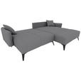 ECKSOFA in Cord Grau  253/180 cm  - Schwarz/Grau, KONVENTIONELL, Textil/Metall (253/180cm) - Carryhome