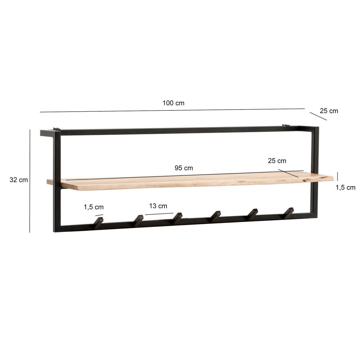 GARDEROBE  in 100/32/25 cm  - Akaziefarben, Design, Holz (100/32/25cm) - Livetastic