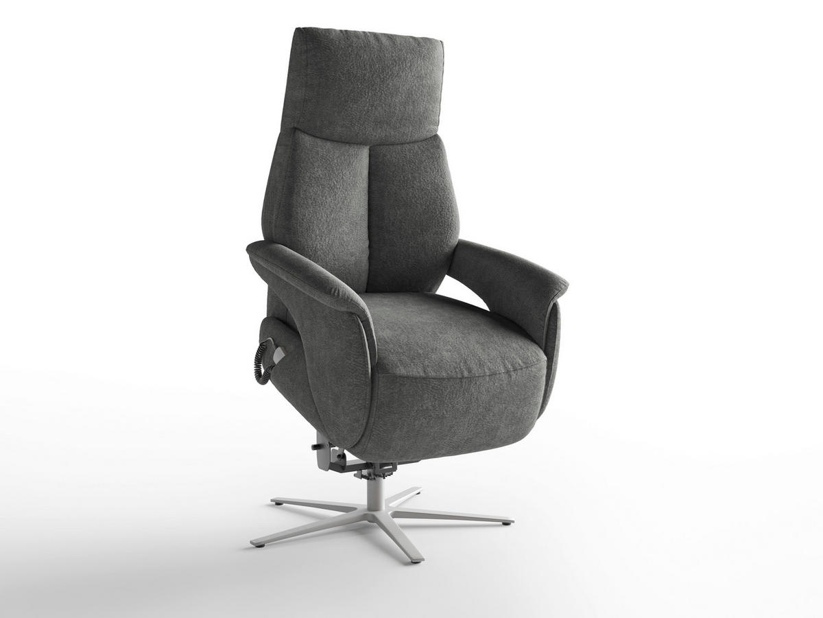 RELAXAČNÍ KŘESLO, textil, tmavě šedá - barvy stříbra/tmavě šedá, Basics, kov/textil (75/110/85cm) - Sit & More