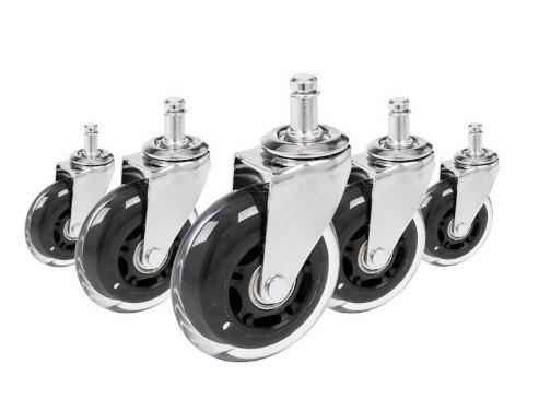 KOLESCE ZA VRTLJIVI STOL  - srebrne barve/prosojno, Basics, kovina/umetna masa (3,6/9,2/7,6cm) - MID.YOU