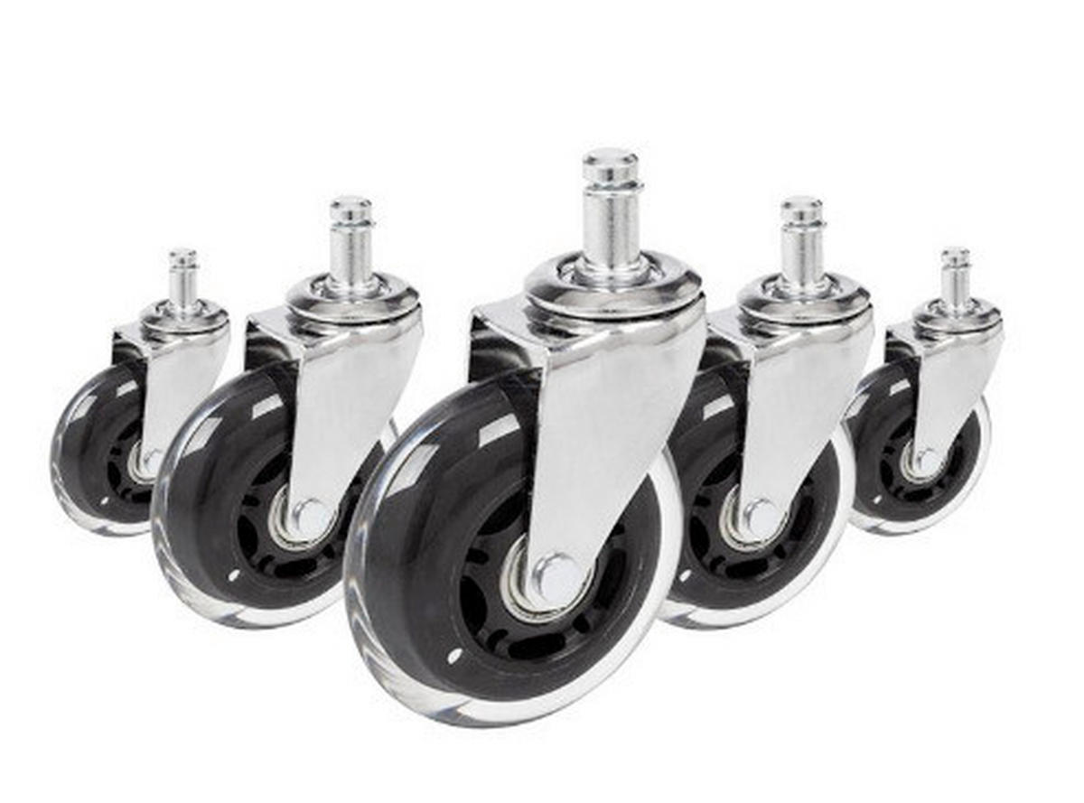 KOLESCE ZA VRTLJIVI STOL  - srebrne barve/prosojno, Basics, kovina/umetna masa (3,6/9,2/7,6cm) - MID.YOU