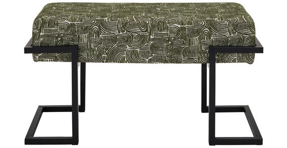 SITZBANK 80/42/33 cm Webstoff Grün, Schwarz  - Schwarz/Grün, Design, Textil/Metall (80/42/33cm) - Novel