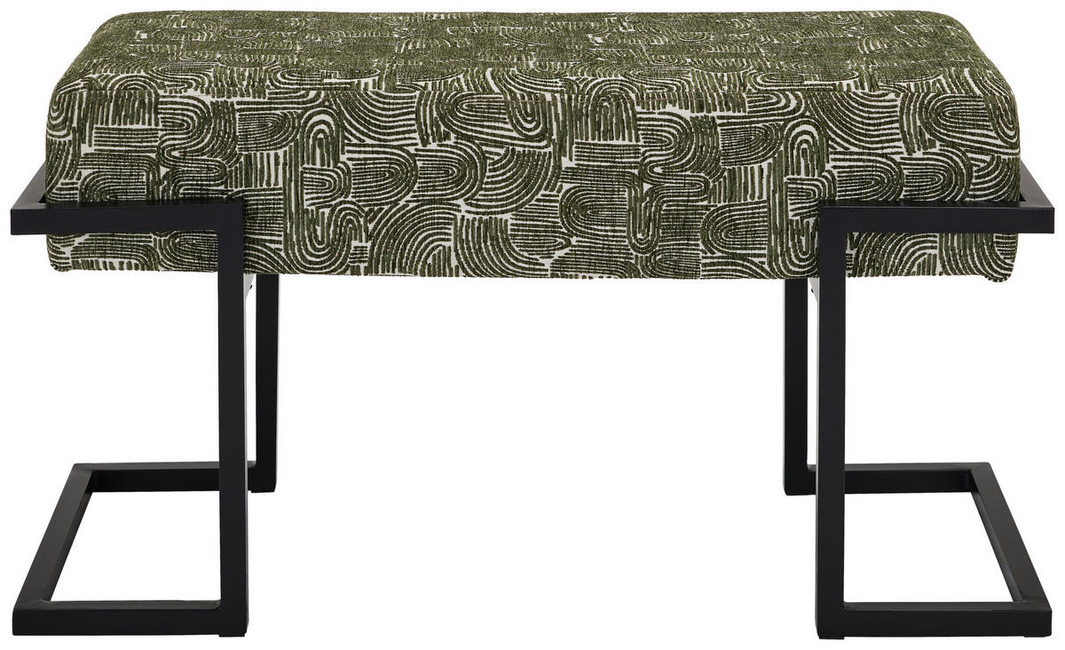 SITZBANK 80/42/33 cm Webstoff Grün, Schwarz  - Schwarz/Grün, Design, Textil/Metall (80/42/33cm) - Novel