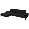 ECKSOFA in Echtleder Anthrazit  180/310 cm  - Anthrazit/Schwarz, Design, Leder/Metall (180/310cm) - Dieter Knoll