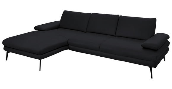 ECKSOFA in Echtleder Anthrazit 180/310 cm - Anthrazit/Schwarz, Design, Leder/Metall (180/310cm) - Dieter Knoll