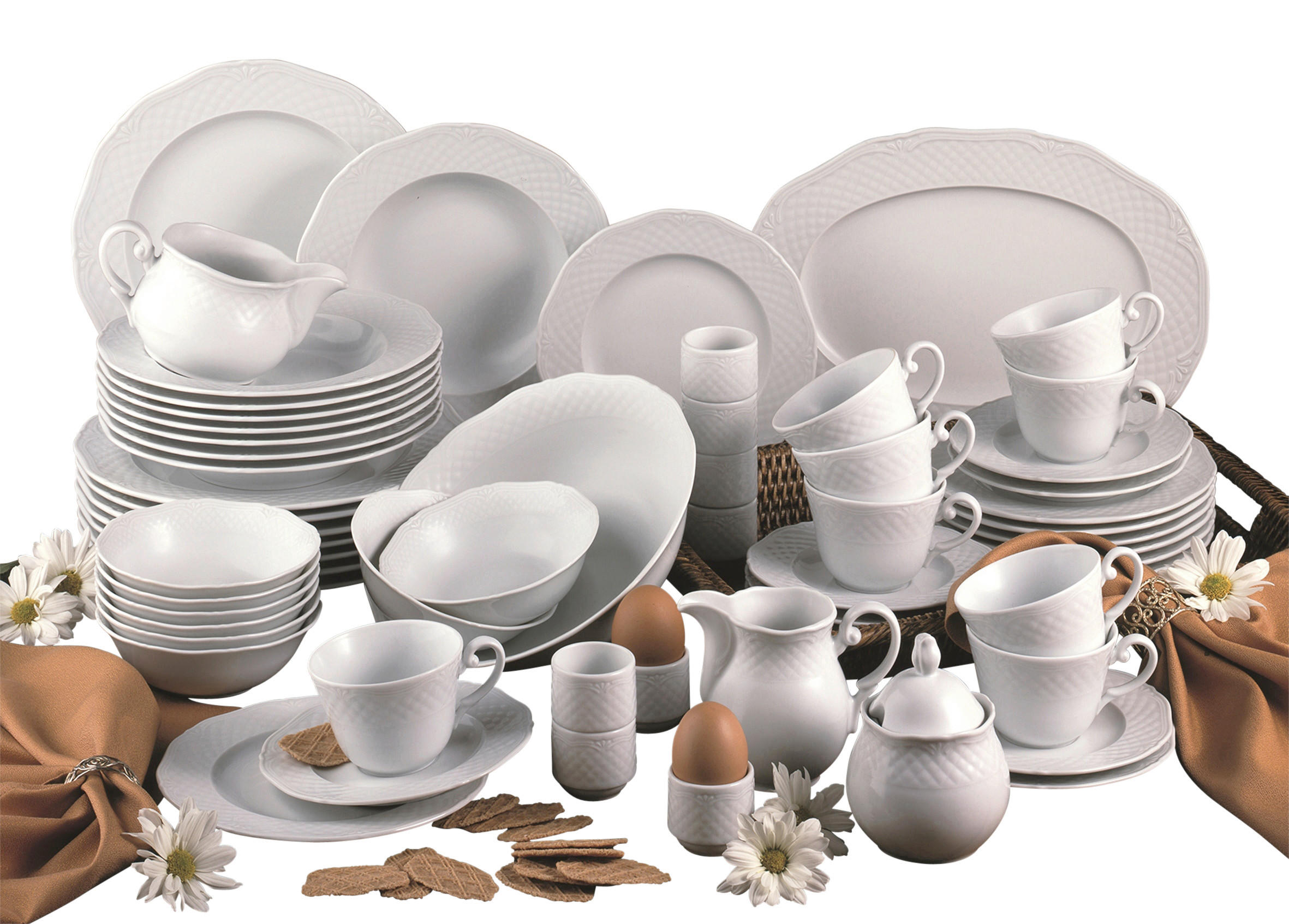 KOMBISERVICE Arianne 60-teilig - Weiss, Basics, Keramik (59/40/32cm) - Creatable