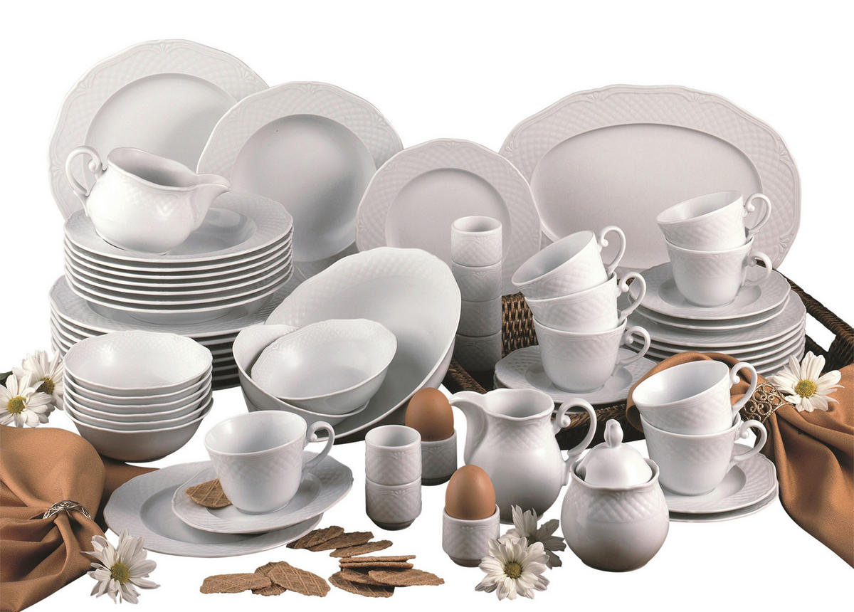 KOMBISERVICE Arianne 60-teilig  - Weiss, Basics, Keramik (59/40/32cm) - Creatable