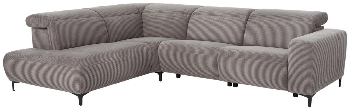ECKSOFA in Cord Dunkelgrau  - Dunkelgrau/Schwarz, Design, Textil (223/290cm) - Pure Home Lifestyle
