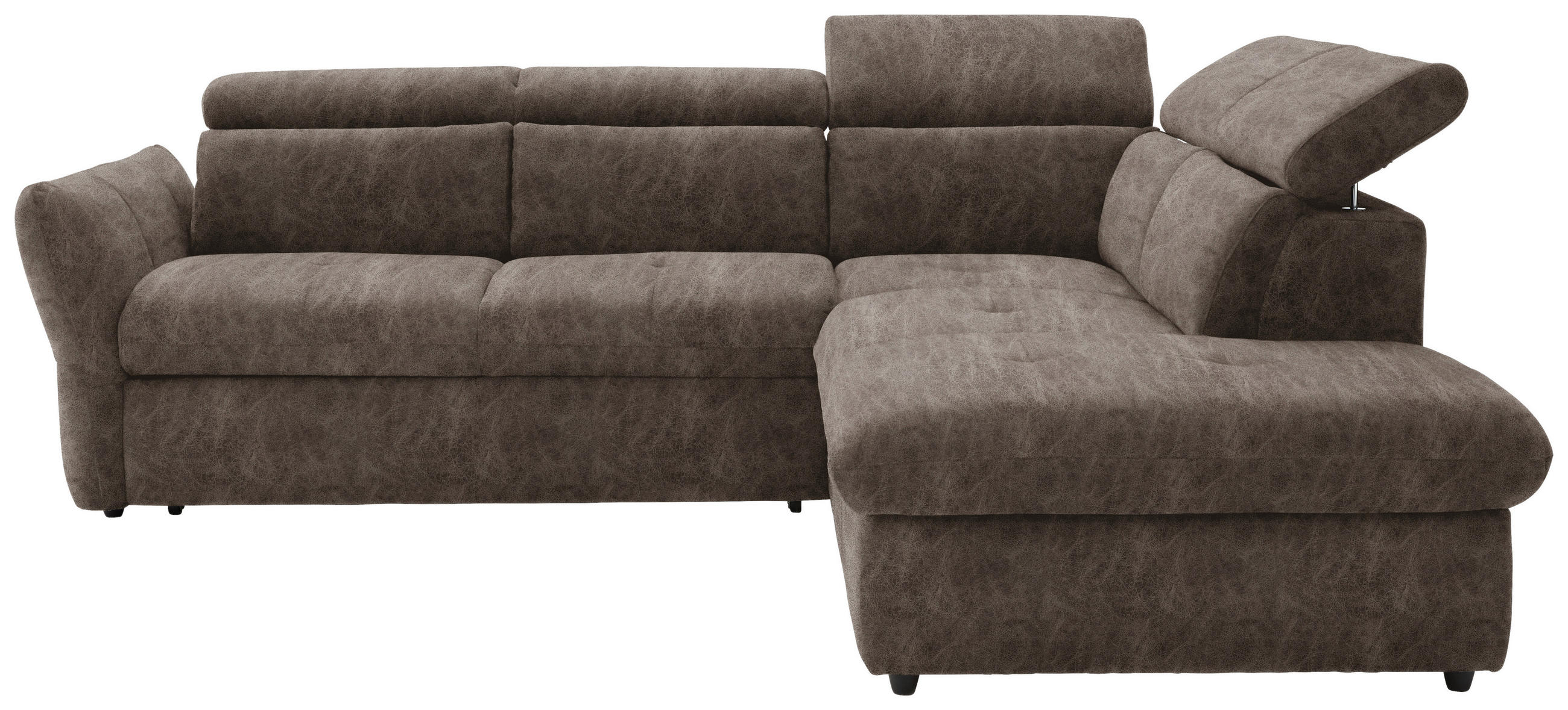 ECKSOFA in Mikrofaser Graubraun  254/224 cm  - Graubraun/Schwarz, Design, Kunststoff/Textil (254/224cm) - Stylife