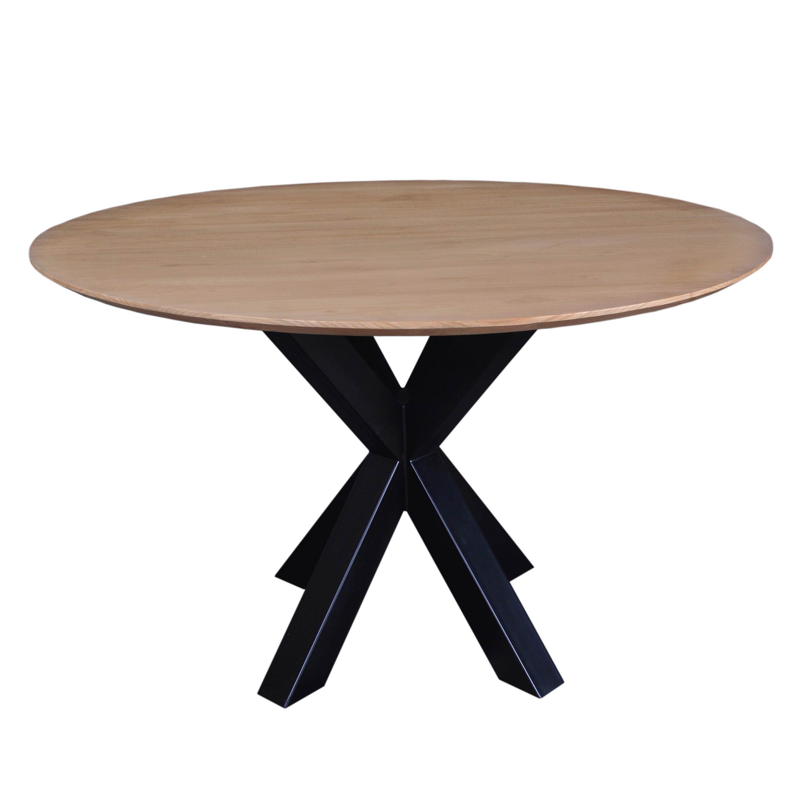 ESSTISCH 120/120/75 cm Echtholz  Holz, Metall rund Naturfarben, Schwarz  - Schwarz/Naturfarben, MODERN, Holz/Metall (120/120/75cm) - MID.YOU