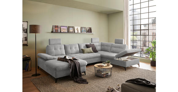 WOHNLANDSCHAFT Grau Webstoff  - Schwarz/Grau, KONVENTIONELL, Kunststoff/Textil (170/324/218cm) - Carryhome