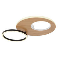 LED-DECKENLEUCHTE 61,2/40/10,5 cm   - Dunkelbraun/Opal, Design, Holzwerkstoff/Kunststoff (61,2/40/10,5cm) - Globo