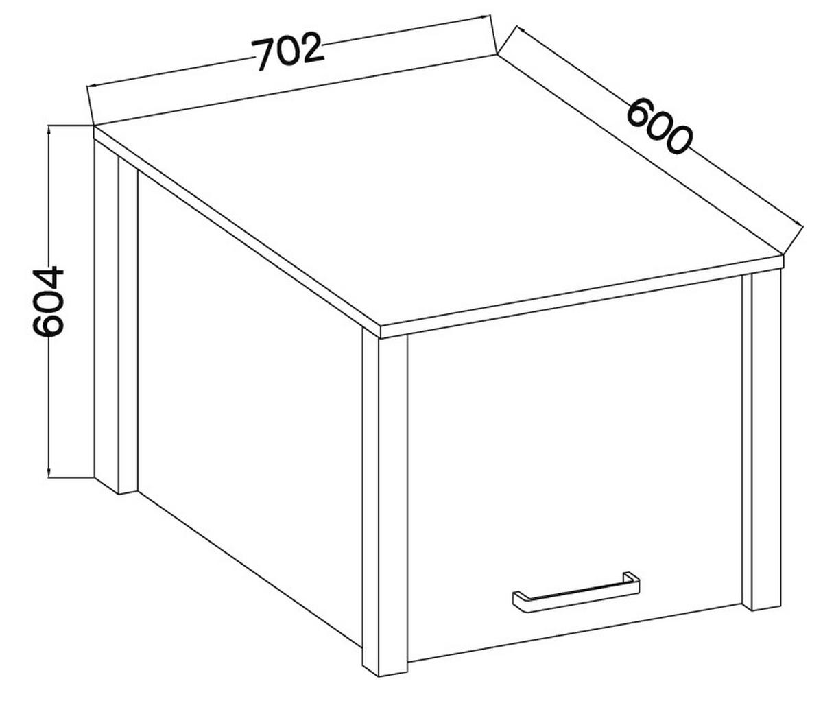 Aufsatzschrank Sicilia 70/60,5/60 cm   - Weiss/Silberfarben, Modern, Holzwerkstoff/Metall (70/60,5/60cm) - MID.YOU