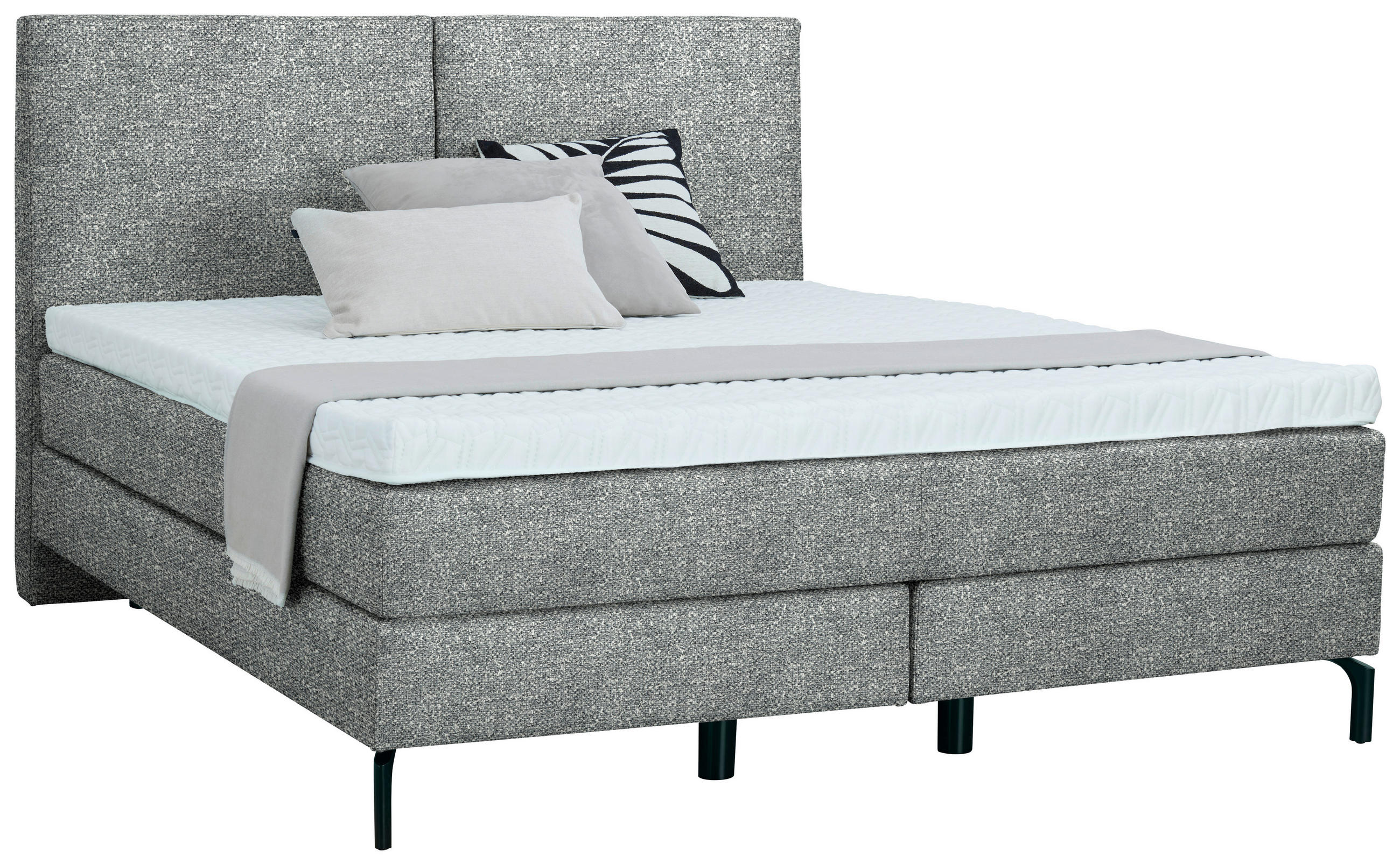 BOXSPRINGBETT 160/200 cm  in Grau  - Schwarz/Grau, Konventionell, Textil/Metall (160/200cm) - Dieter Knoll