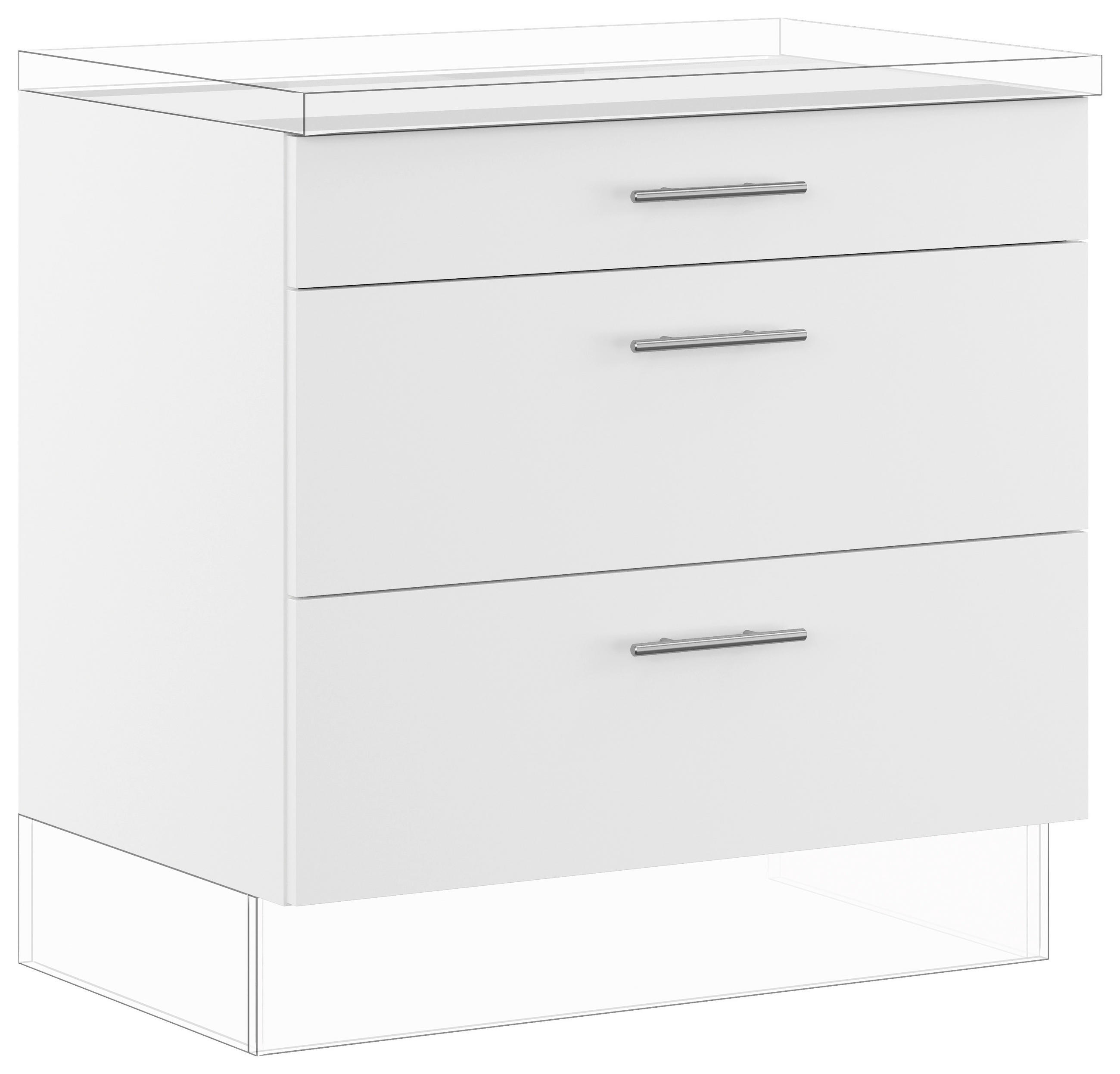 SCHUBKASTENUNTERSCHRANK 90/87,8/57,6 cm  in Weiß  - Edelstahlfarben/Weiß, Basics, Holzwerkstoff/Metall (90/87,8/57,6cm) - Impuls