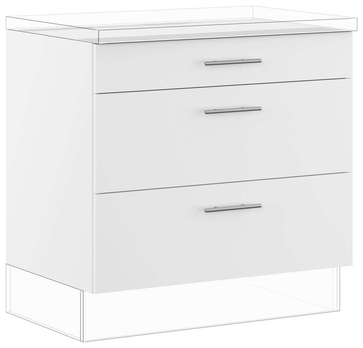 SCHUBKASTENUNTERSCHRANK 90/87,8/57,6 cm  in Weiß  - Edelstahlfarben/Weiß, Basics, Holzwerkstoff/Metall (90/87,8/57,6cm) - Impuls