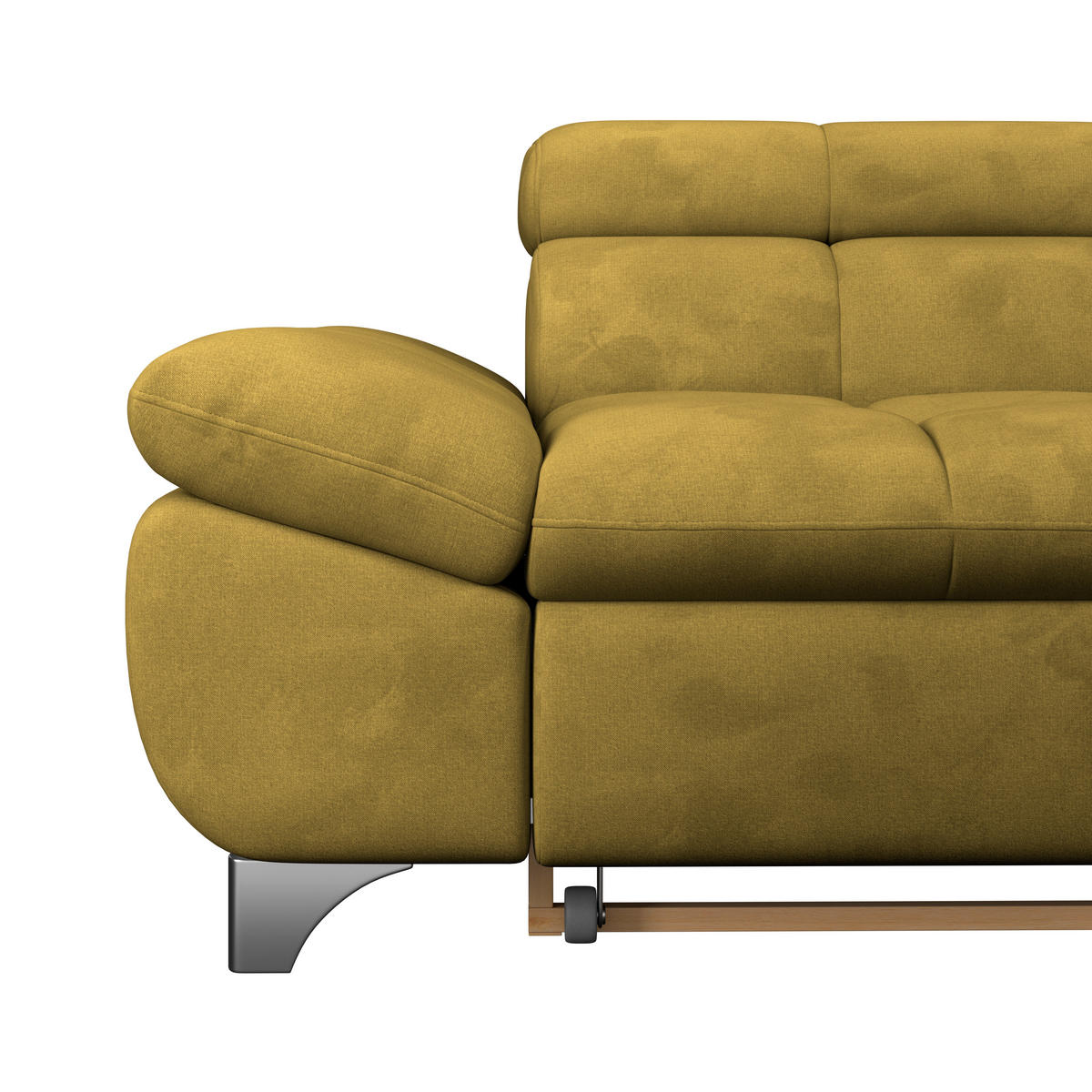 ECKSOFA Senfgelb Chenille  - Chromfarben/Senfgelb, KONVENTIONELL, Textil/Metall (312/234cm) - Livetastic