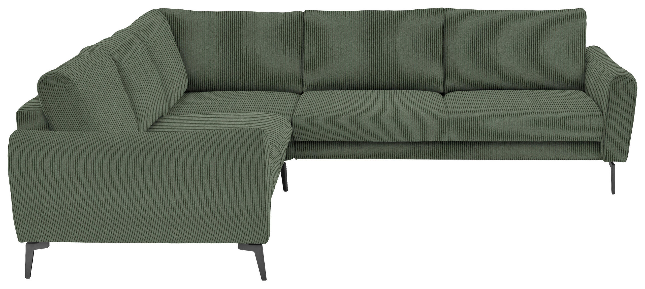 ECKSOFA in Velours, Feincord Grün  - Schwarz/Grün, Design, Textil/Metall (254/280cm) - Beldomo Style