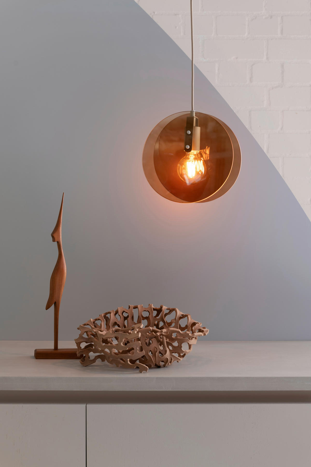 HÄNGELEUCHTE 21,5/278,5 cm  - Braun, Design, Glas/Metall (21,5/278,5cm) - It's about Romi