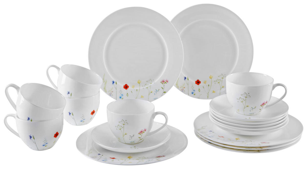 KAFFEESERVICE Wildflower 18-teilig  - Multicolor, LIFESTYLE, Keramik - Novel