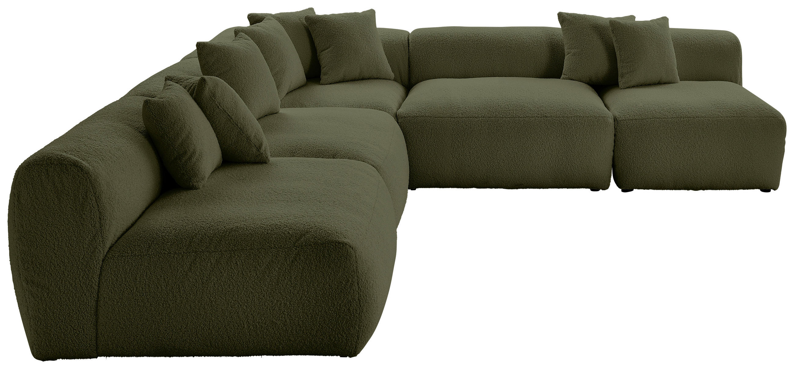 ECKSOFA BLOOM Olivgrün Flachgewebe, Teddystoff  - Olivgrün, Trend, Textil (315/300cm) - Livetastic