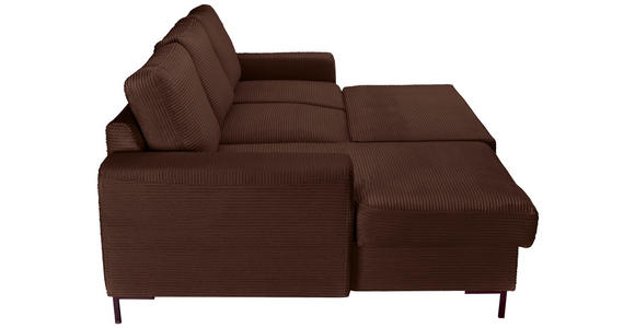 ECKSOFA Dunkelbraun Cord  - Dunkelbraun/Schwarz, KONVENTIONELL, Textil/Metall (150/240cm) - Carryhome